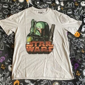Star Wars Mens Light Gray Boba Fett T-Shirt